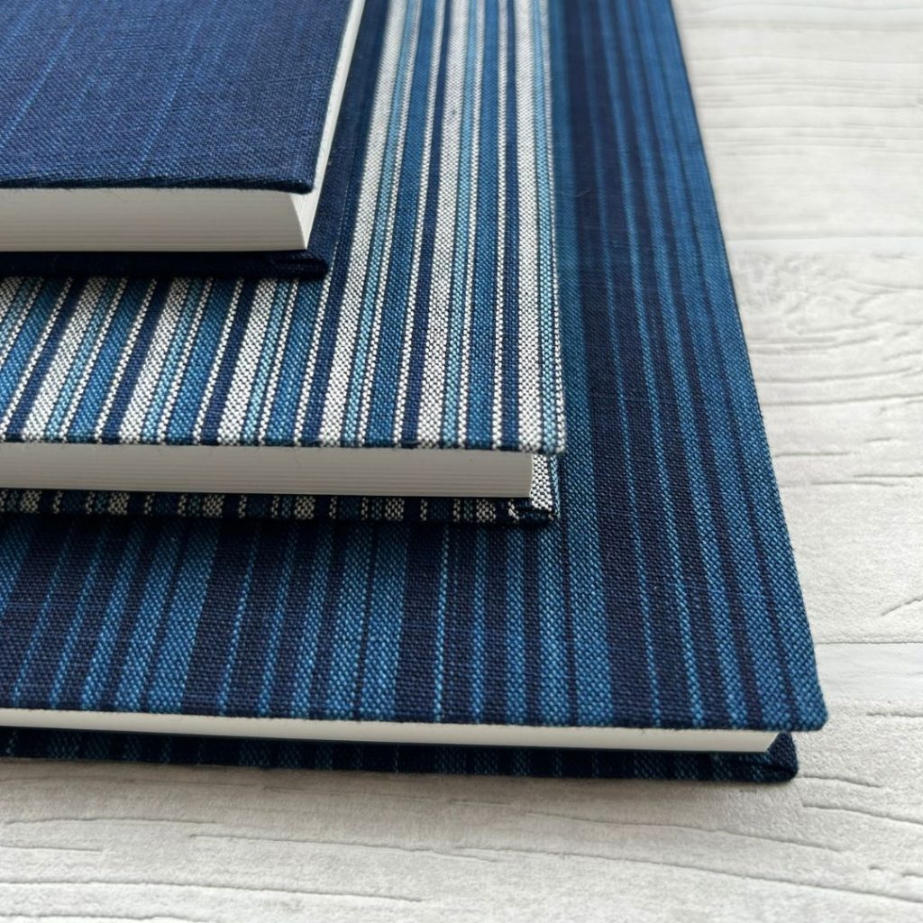 画像：【OEM制作】松坂木綿を使用した上製本ノート／木綿の素朴さと粋な柄がマッチ